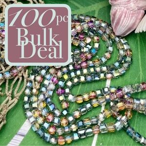 BULK 100 Austrian Crystal Cube Beads Lot Diy Jewelry Making Crafting Bundle